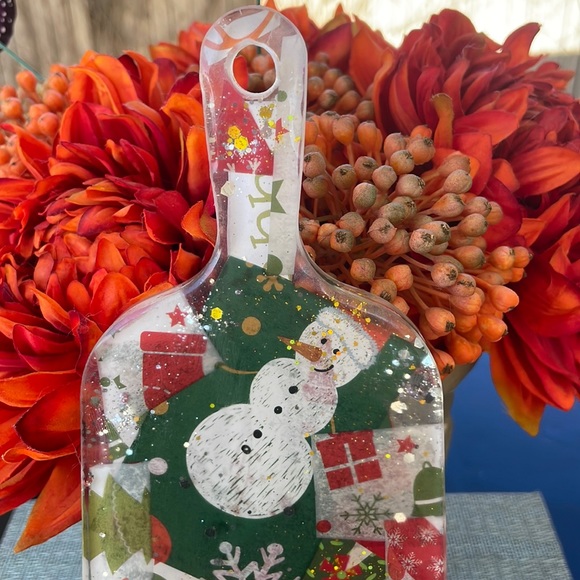 XMAS Handmade Festive Holiday Round Cheese Plate Serving Tray - Picture 3 of 13